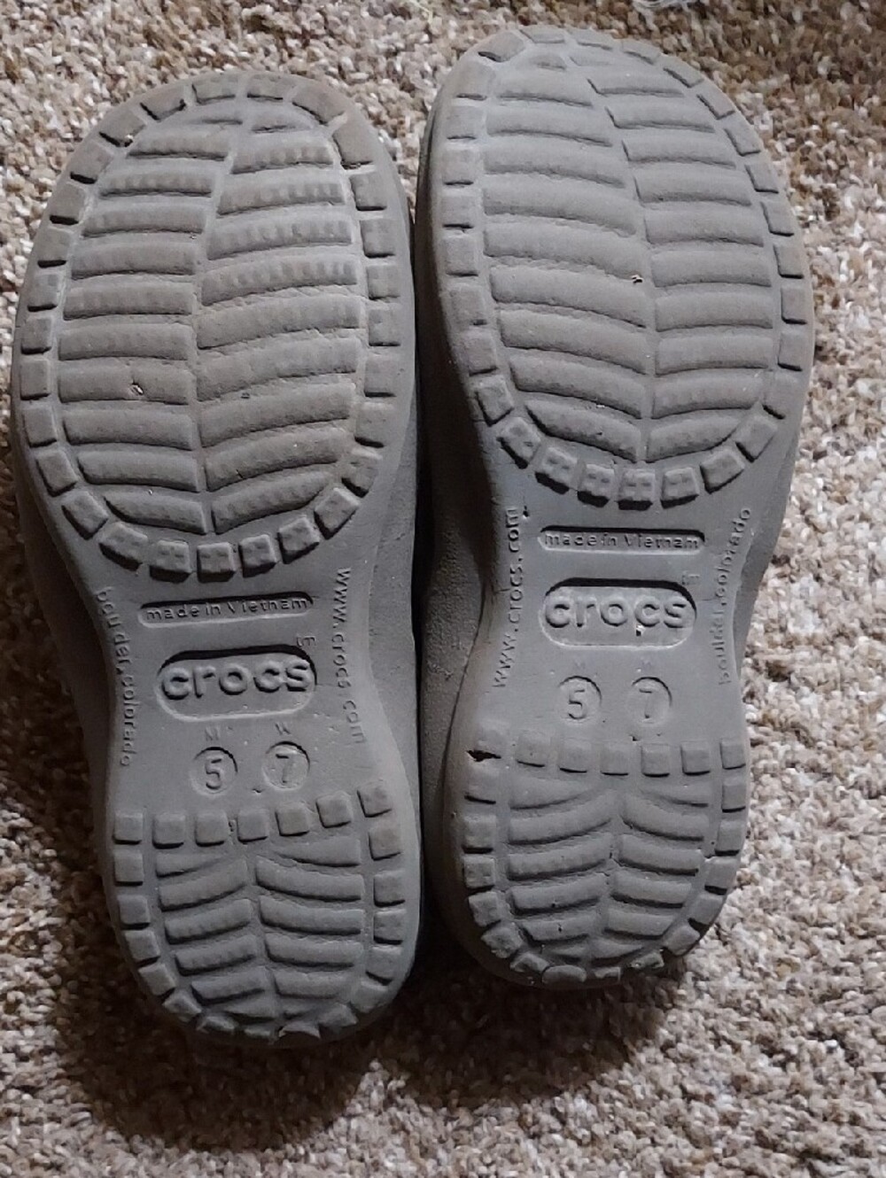 CROCS Brown/Gray and Beige Classic Foam Flip Flops - Picture 4 of 7